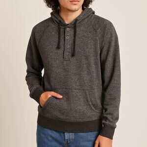 Brooklyn Cloth Henley Hoodie Men’s Small – Textured Knit Pullover